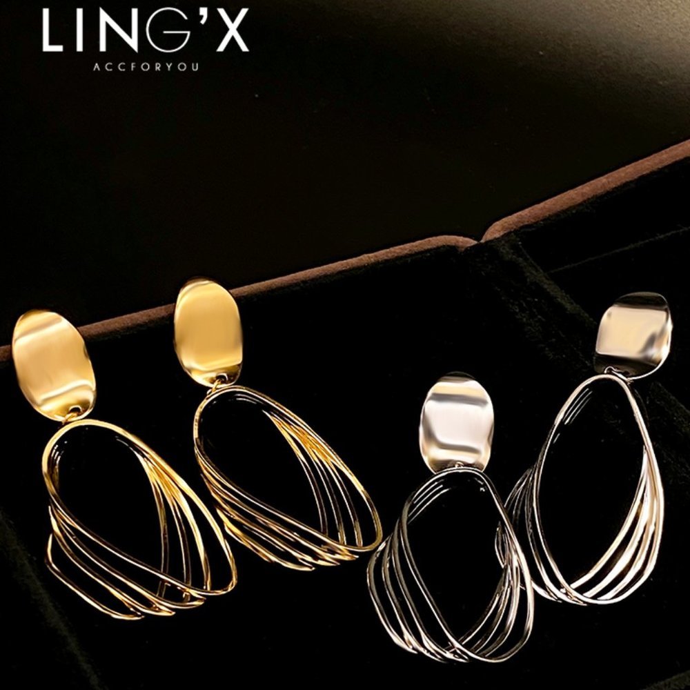 S925 Silver Plated 18k Gold Geometric Irregular Earrings